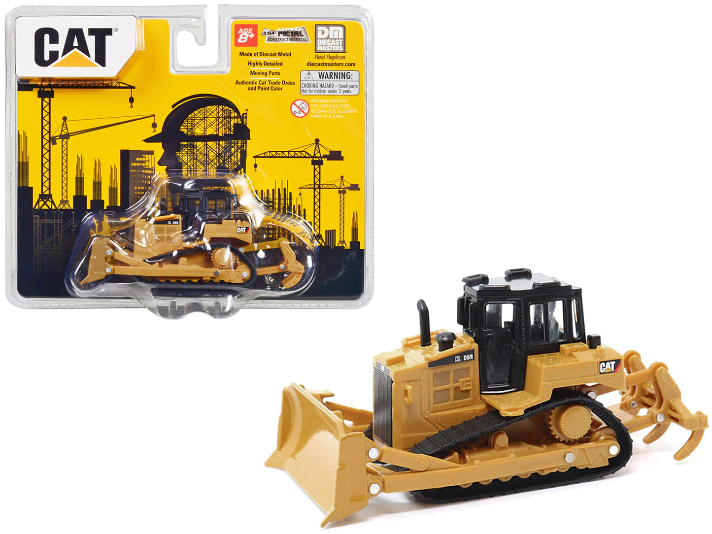 CAT Caterpillar D6R Track-Type Tractor Yellow and Black 1/64 Diecast Model by Diecast Masters-DiecastModeler.com
