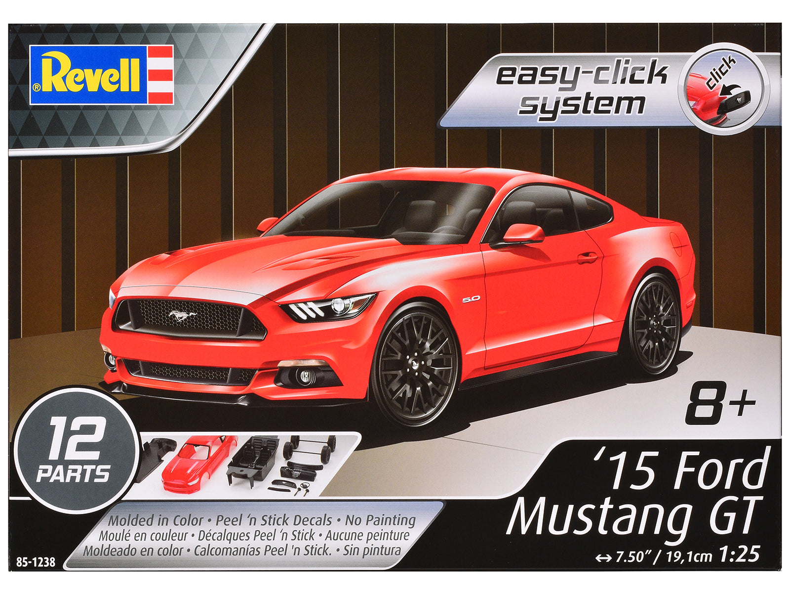 Level 2 Easy-Click Model Kit 2015 Ford Mustang GT 1/25 Scale Model by Revell-DiecastModeler.com