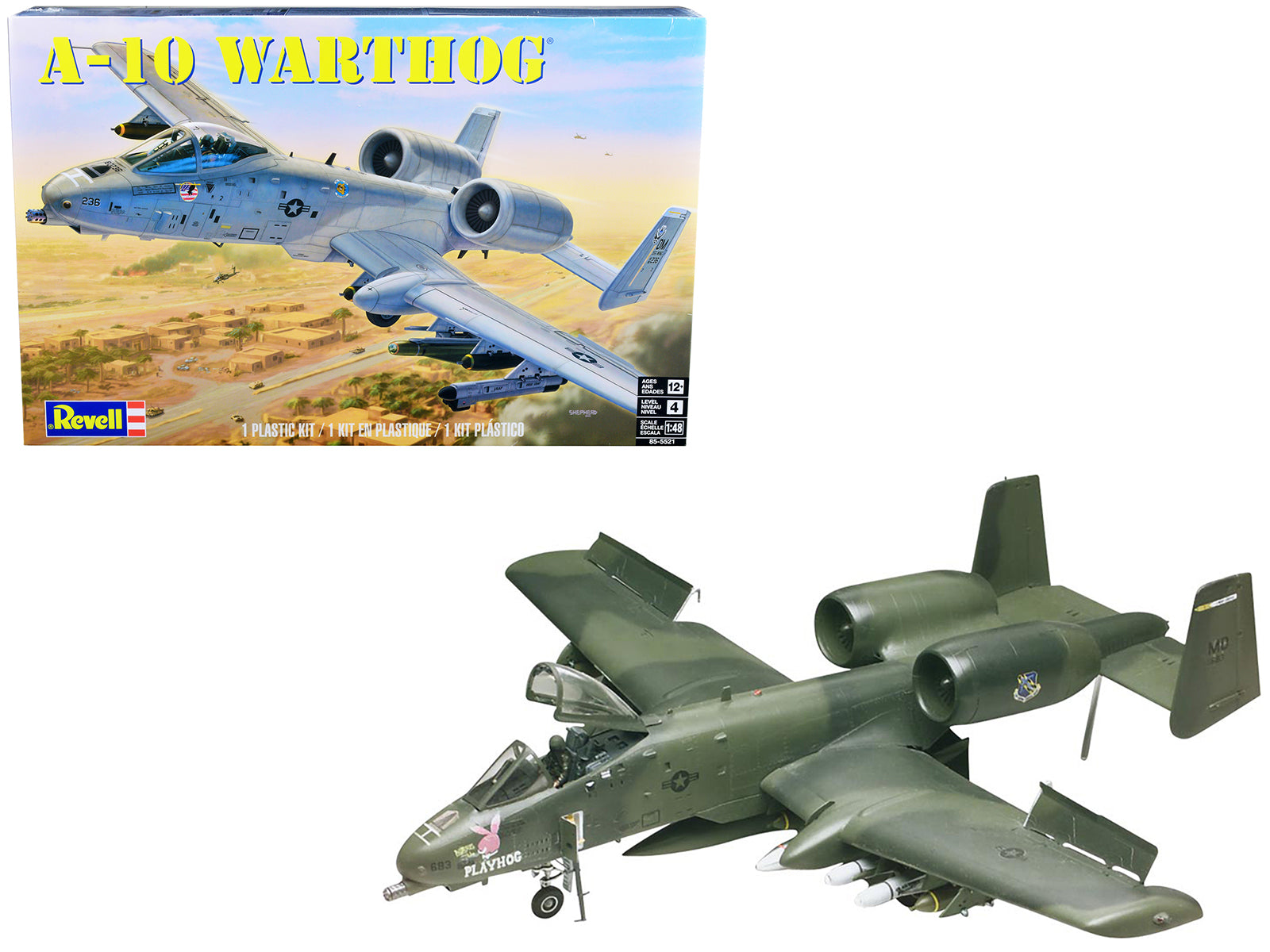 Level 4 Model Kit Fairchild Republic A-10 Warthog (Thunderbolt II) Aircraft 1/48 Scale Model by Revell-DiecastModeler.com