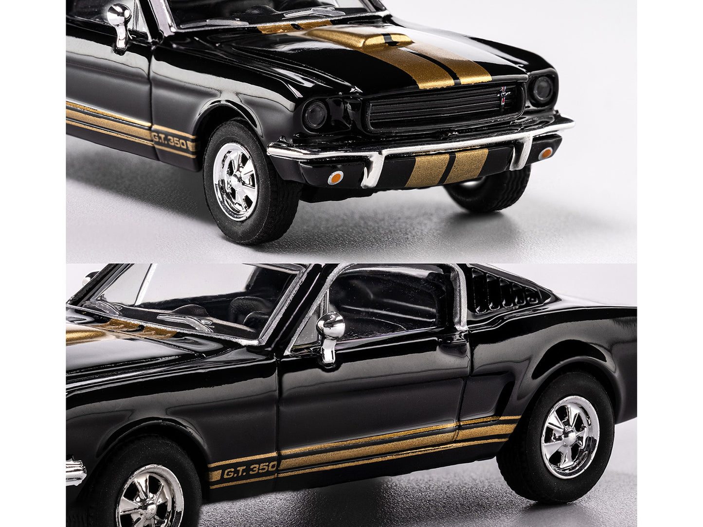 1965 Shelby GT350 Black with Gold Stripes "Collection" Series 1/64 Diecast Model Car by Majorette-DiecastModeler.com