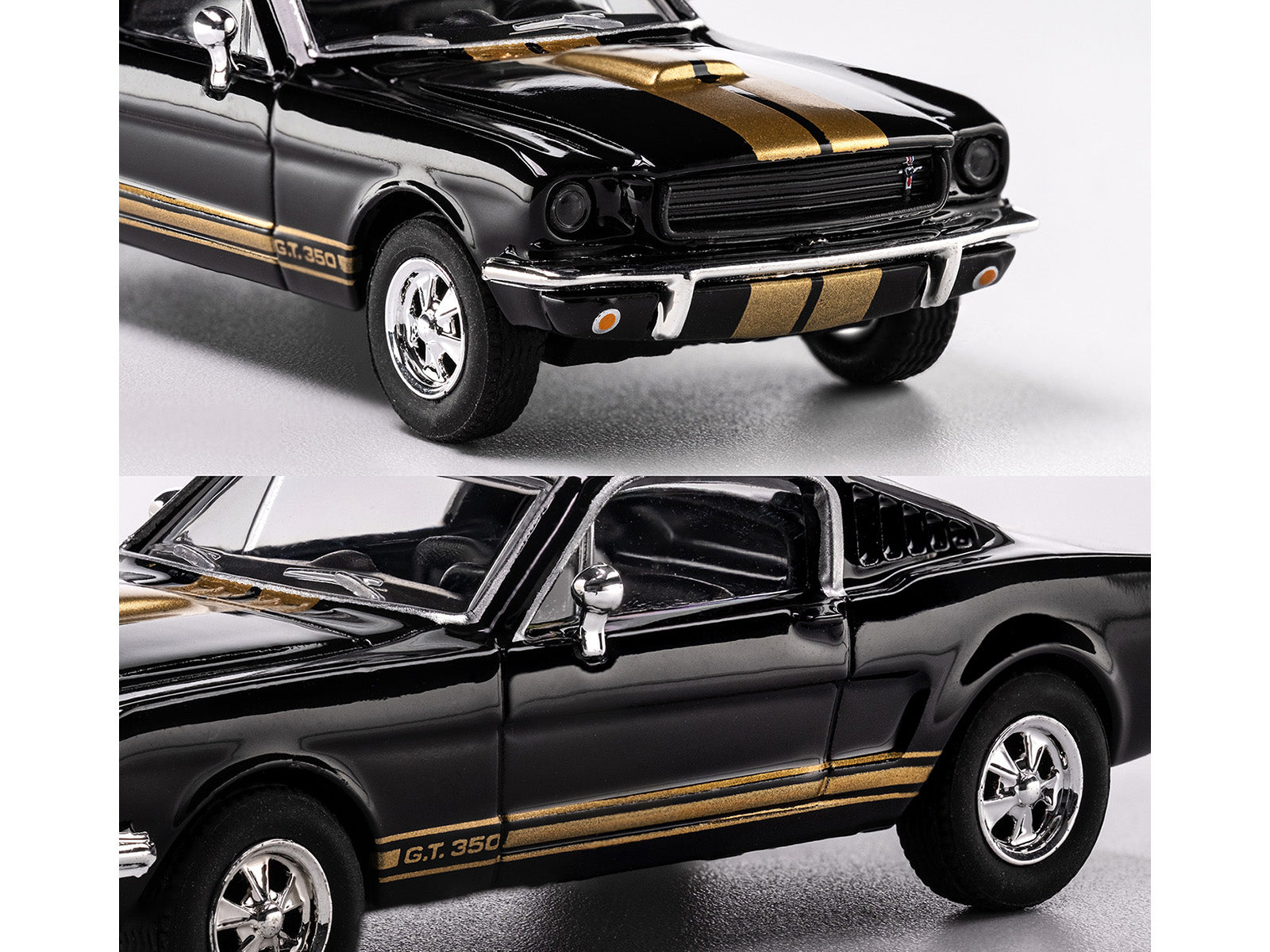 1965 Shelby GT350 Black with Gold Stripes "Collection" Series 1/64 Diecast Model Car by Majorette-DiecastModeler.com