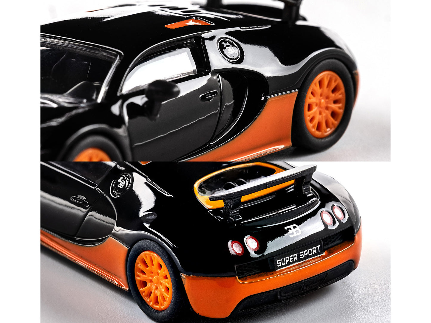 2005 Bugatti Veyron 16.4 Super Sport Black with Orange Accents "Collection" Series 1/64 Diecast Model Car by Majorette-DiecastModeler.com