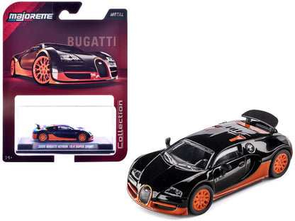 2005 Bugatti Veyron 16.4 Super Sport Black with Orange Accents "Collection" Series 1/64 Diecast Model Car by Majorette-DiecastModeler.com