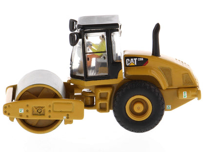 CAT Caterpillar CS56 Smooth Drum Vibratory Soil Compactor with Operator "High Line" Series 1/87 (HO) Scale Diecast Model by Diecast Masters-DiecastModeler.com