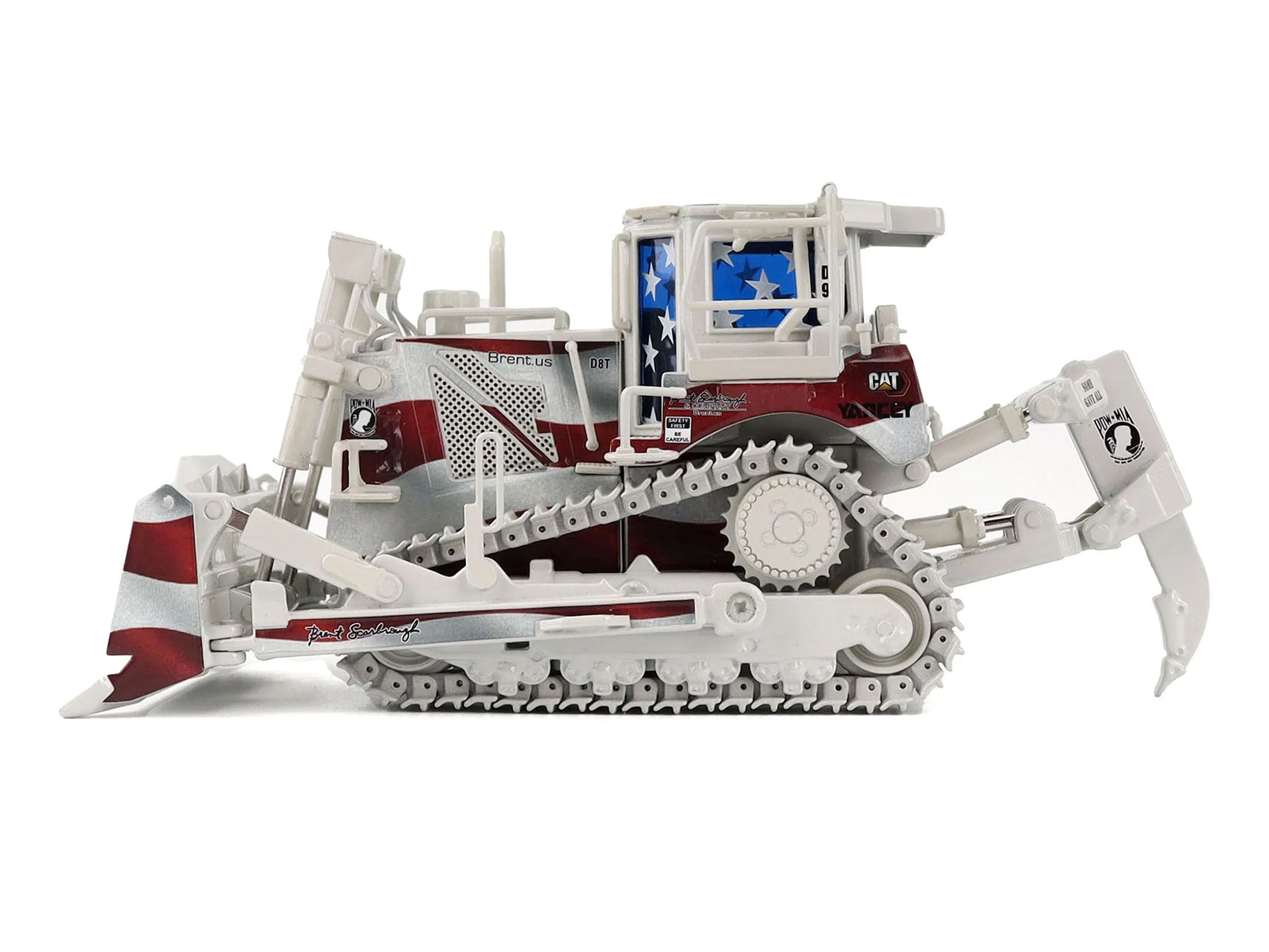 CAT Caterpillar D8T Track Type Tractor with Single Shank Ripper "Brent Scarbrough & Co." Patriotic Livery "High Line" Series 1/50 Diecast Model by Diecast Masters-DiecastModeler.com