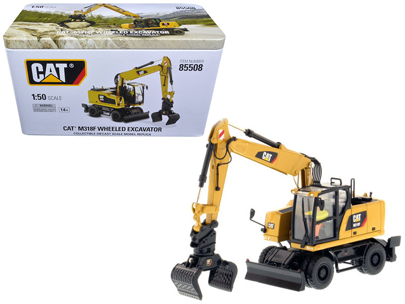 CAT Caterpillar M318F Wheeled Excavator with Operator "High Line Series" 1/50 Diecast Model by Diecast Masters-DiecastModeler.com