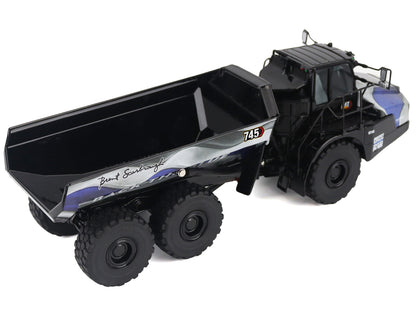 CAT Caterpillar 745 Articulated Dump Truck "Brent Scarbrough & Co. - Back the Blue" Black with Graphics "High Line" Series 1/50 Diecast Model by Diecast Masters-DiecastModeler.com