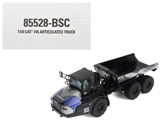 CAT Caterpillar 745 Articulated Dump Truck "Brent Scarbrough & Co. - Back the Blue" Black with Graphics "High Line" Series 1/50 Diecast Model by Diecast Masters