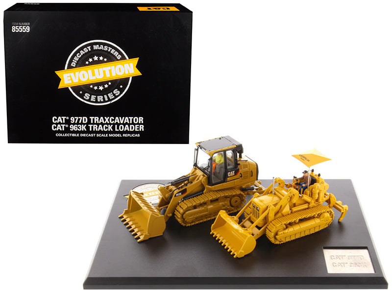 CAT Caterpillar 977D Traxcavator (Circa 1955-1960) and CAT Caterpillar 963K Track Loader (Current) with Operators "Evolution Series" 1/50 Diecast Models by Diecast Masters-DiecastModeler.com