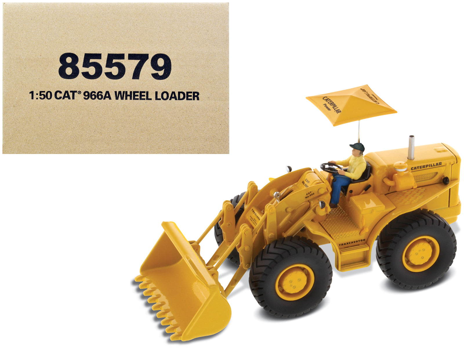 CAT Caterpillar 966A Wheel Loader Yellow with Operator "Vintage Series" 1/50 Diecast Model by Diecast Masters-DiecastModeler.com