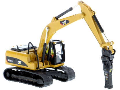CAT Caterpillar 320D L Hydraulic Excavator with Multiple Work Tools and Operator "High Line" Series 1/87 (HO) Scale Diecast Model by Diecast Masters-DiecastModeler.com