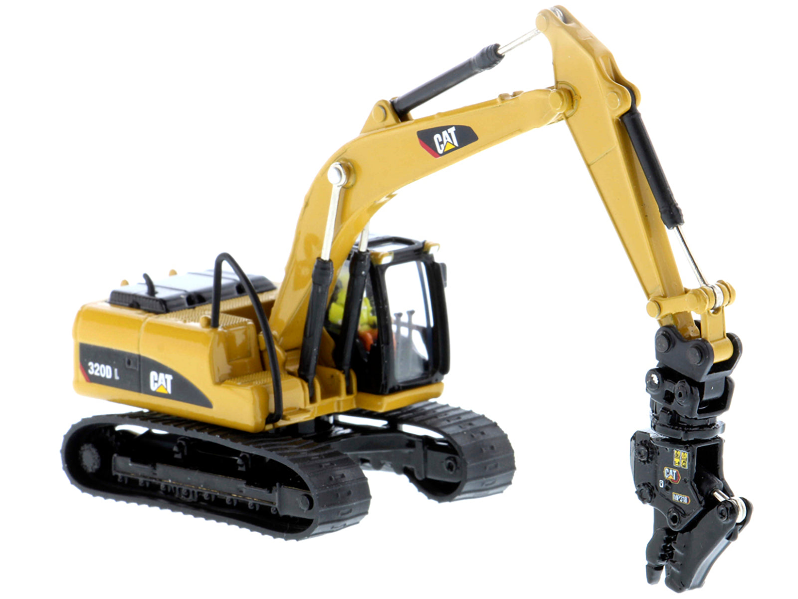 CAT Caterpillar 320D L Hydraulic Excavator with Multiple Work Tools and Operator "High Line" Series 1/87 (HO) Scale Diecast Model by Diecast Masters-DiecastModeler.com