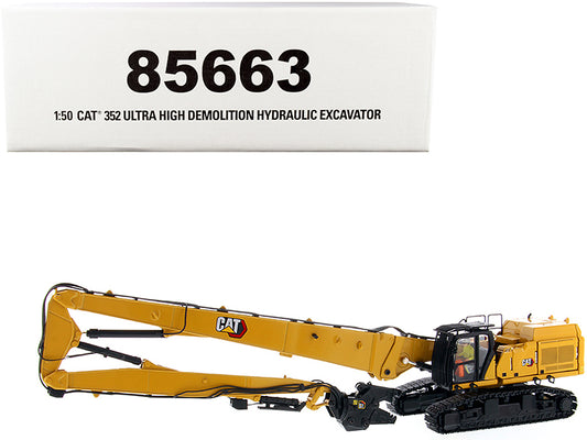 CAT Caterpillar 352 Ultra High Demolition Hydraulic Excavator with Operator and Two Interchangeable Booms "High Line Series" 1/50 Diecast Model by Diecast Masters-DiecastModeler.com