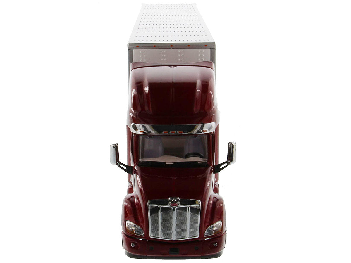 Peterbilt 579 UltraLoft Truck Tractor Red with "CAT Caterpillar" Mural Dry Van Trailer "Transport Series" 1/50 Diecast Model by Diecast Masters-DiecastModeler.com