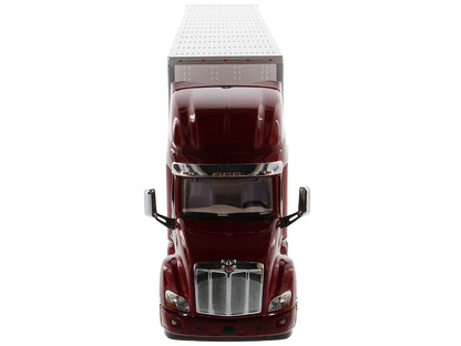 Peterbilt 579 UltraLoft Truck Tractor Red with "CAT Caterpillar" Mural Dry Van Trailer "Transport Series" 1/50 Diecast Model by Diecast Masters-DiecastModeler.com