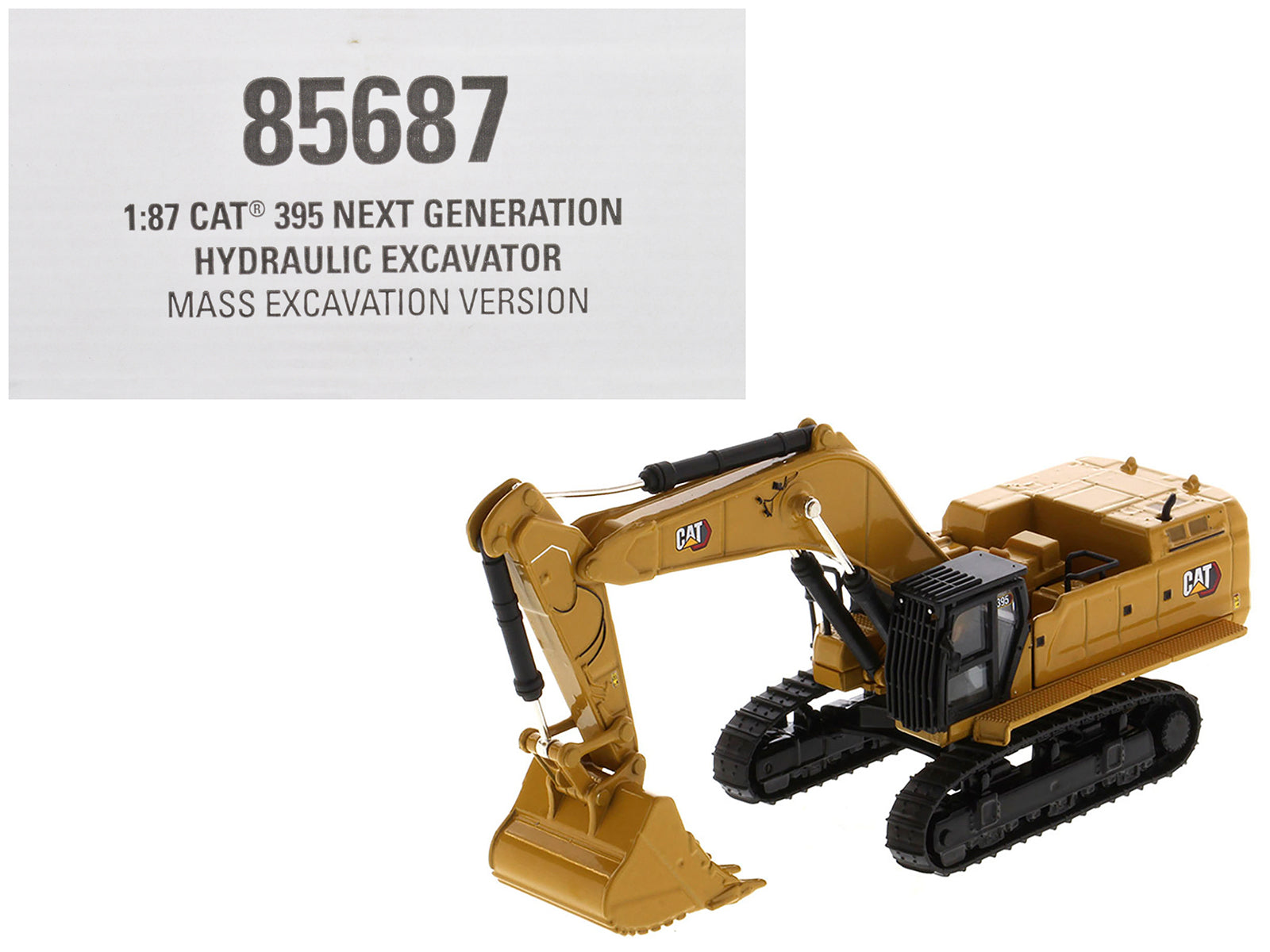CAT Caterpillar 395 Next-Generation Hydraulic Excavator (Mass Excavation Version) Yellow "High Line Series" 1/87 (HO) Scale Diecast Model by Diecast Masters-DiecastModeler.com