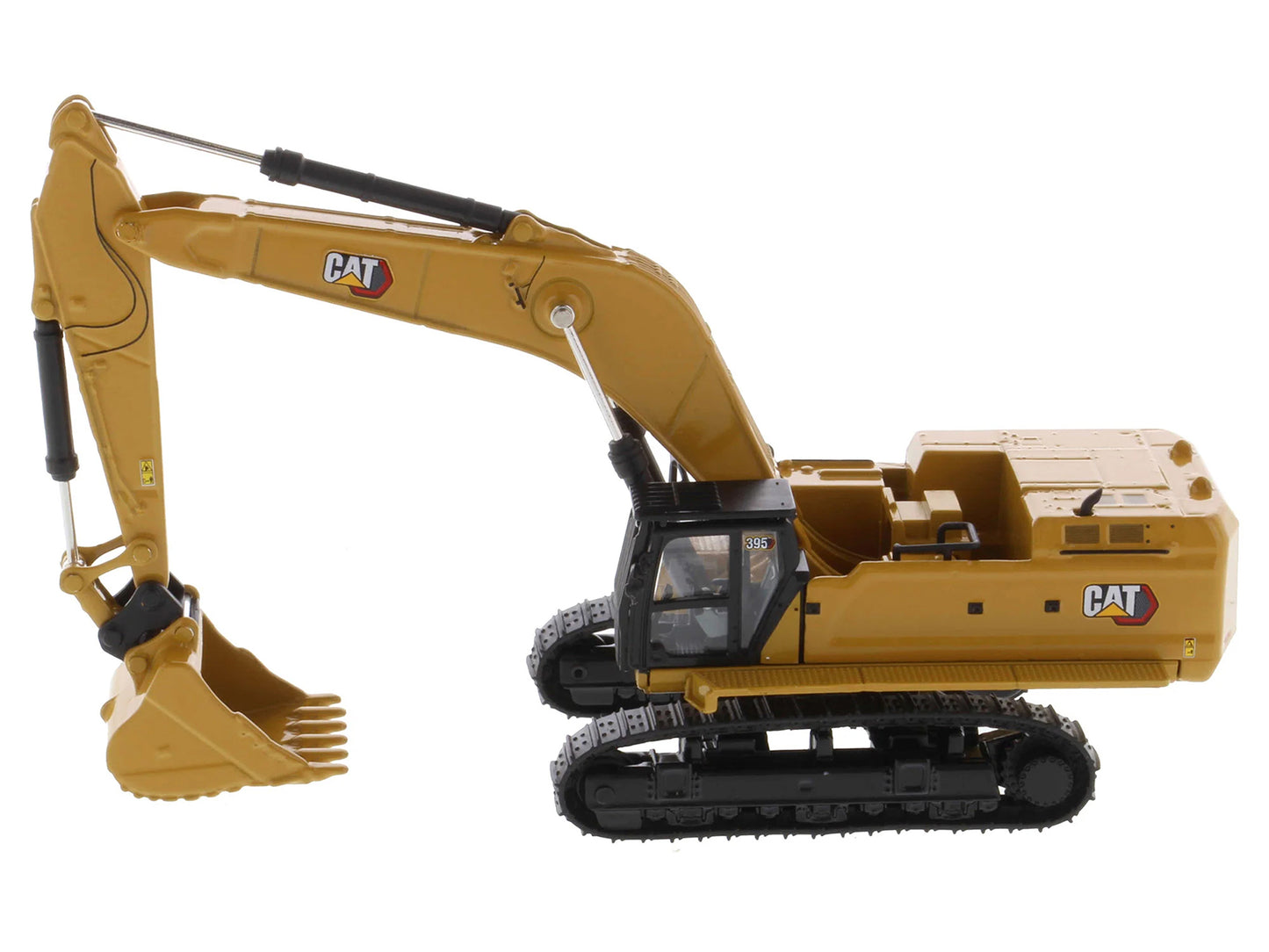 CAT Caterpillar 395 Next-Generation Hydraulic Excavator (General Purpose Version) Yellow with Additional Tools "High Line Series" 1/87 (HO) Diecast Model by Diecast Masters-DiecastModeler.com