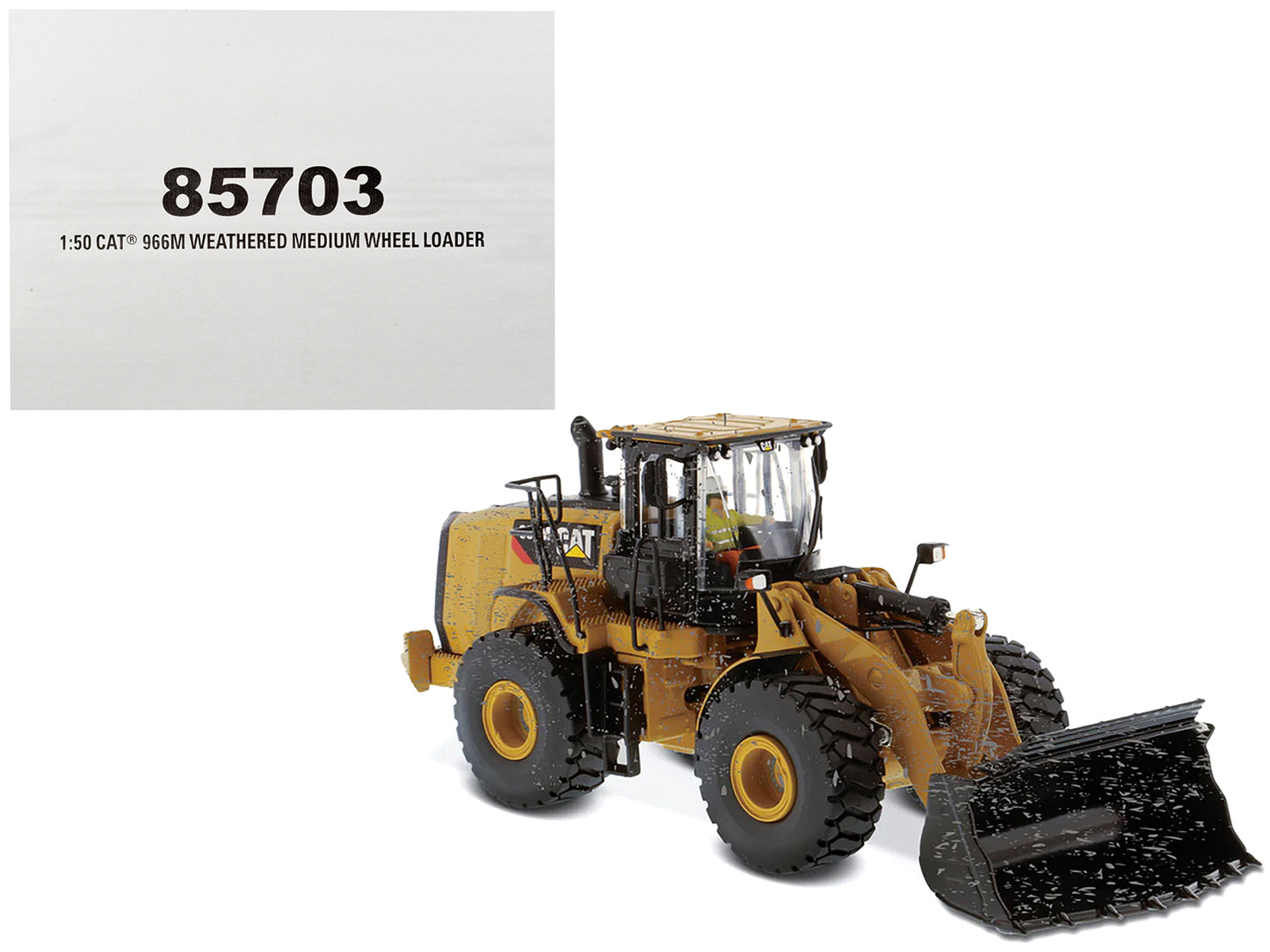 CAT Caterpillar 966M Wheel Loader with Operator (Dirty Version) "Weathered" Series 1/50 Diecast Model by Diecast Masters-DiecastModeler.com