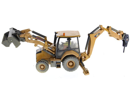 CAT Caterpillar 420F2 IT Backhoe Loader with Operator Yellow "Weathered Series" 1/50 Diecast Model by Diecast Masters-DiecastModeler.com