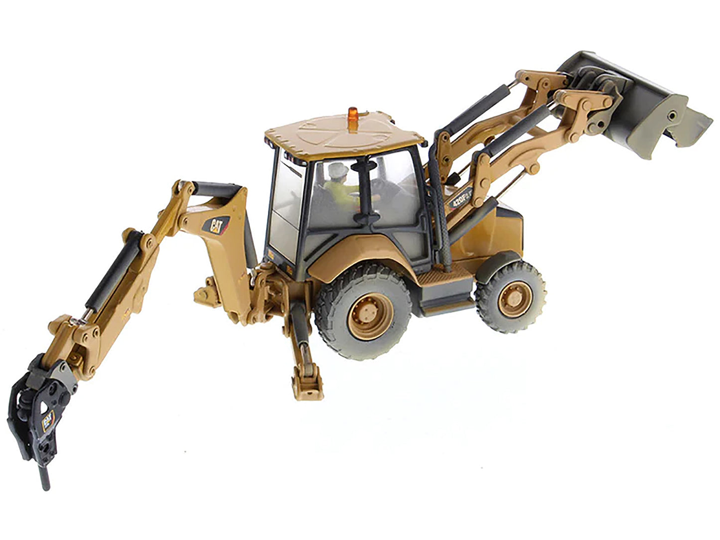 CAT Caterpillar 420F2 IT Backhoe Loader with Operator Yellow "Weathered Series" 1/50 Diecast Model by Diecast Masters-DiecastModeler.com