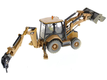 CAT Caterpillar 420F2 IT Backhoe Loader with Operator Yellow "Weathered Series" 1/50 Diecast Model by Diecast Masters-DiecastModeler.com