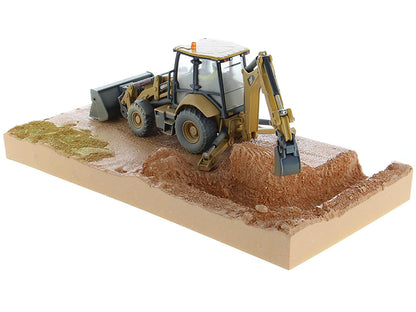 CAT Caterpillar 420F2 IT Backhoe Loader with Operator Yellow "Weathered Series" 1/50 Diecast Model by Diecast Masters-DiecastModeler.com