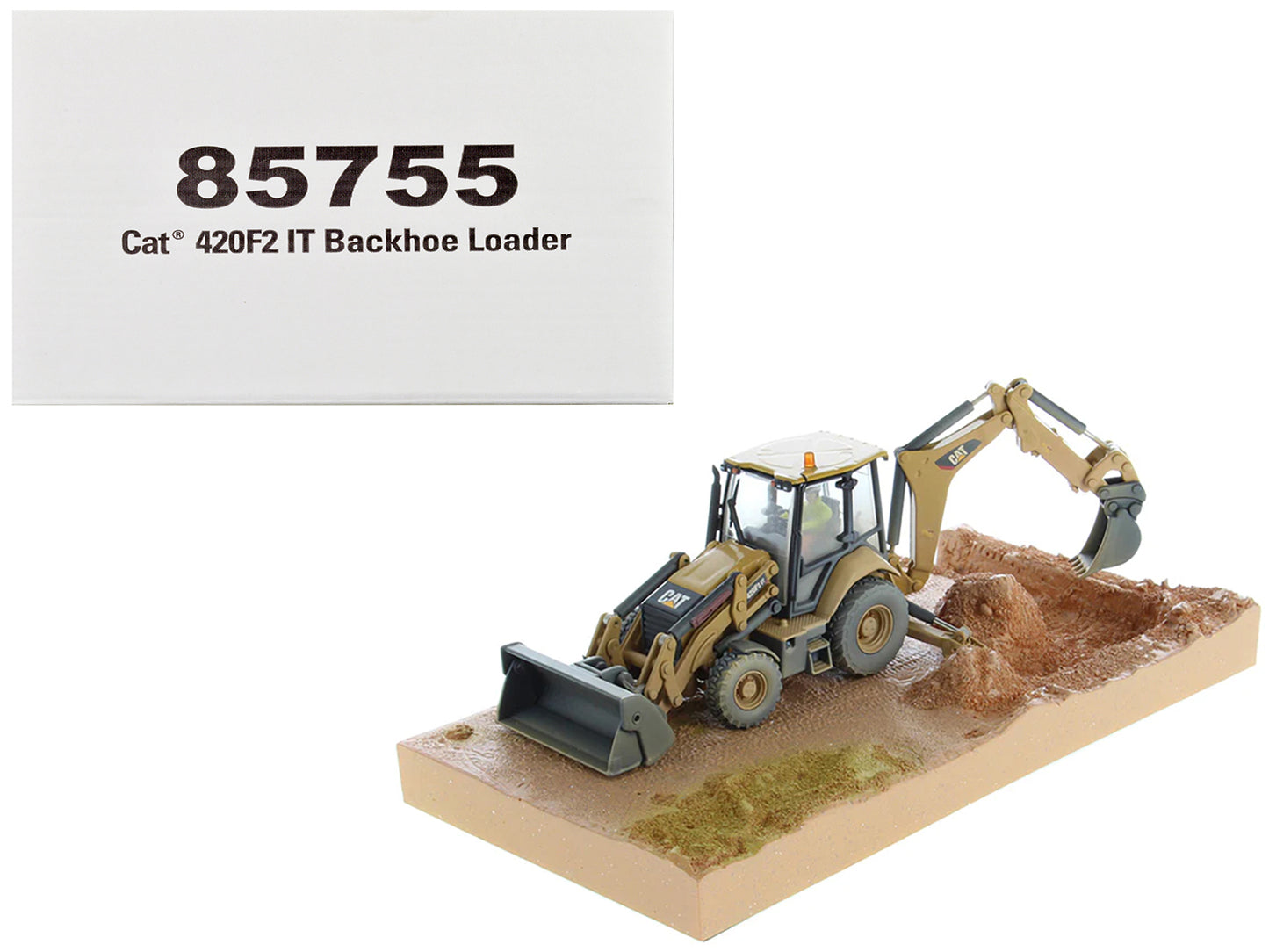 CAT Caterpillar 420F2 IT Backhoe Loader with Operator Yellow "Weathered Series" 1/50 Diecast Model by Diecast Masters-DiecastModeler.com