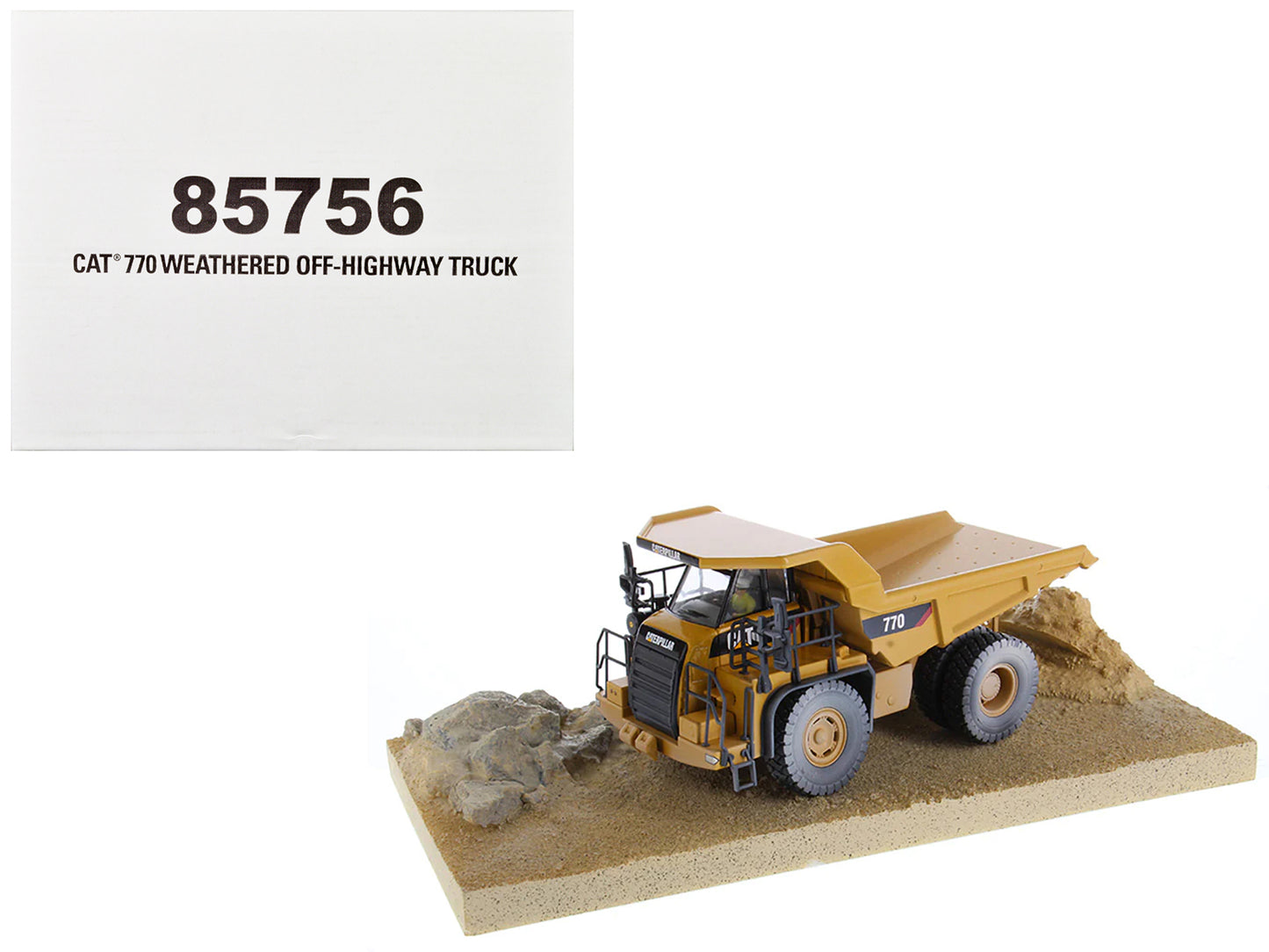 CAT Caterpillar 770 Off-Highway Truck Yellow (Weathered) with Operator "Weathered" Series 1/50 Diecast Model by Diecast Masters-DiecastModeler.com