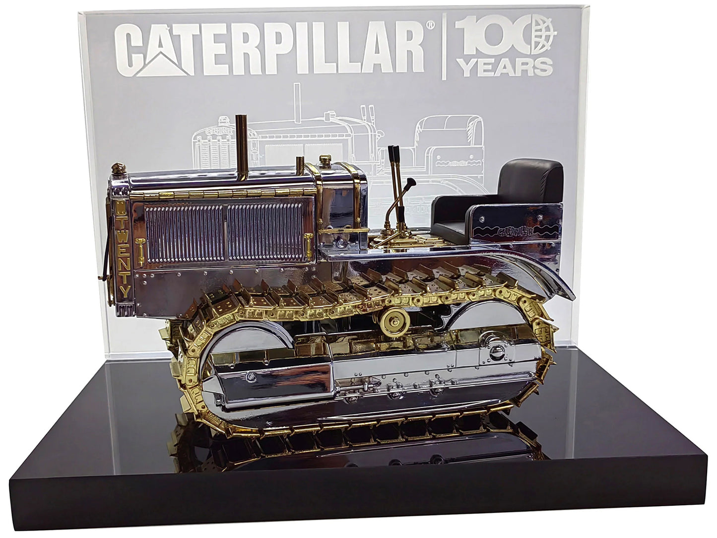 CAT Caterpillar Twenty Tractor "100th Anniversary" Chrome and Gold "Centennial Series" 1/16 Diecast Model by Diecast Masters