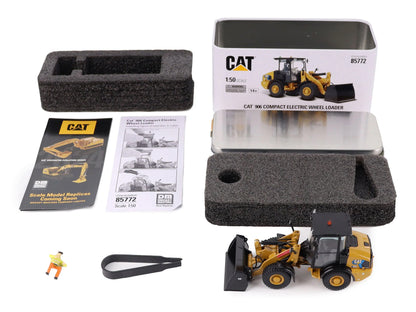 CAT Caterpillar 906 Electric Compact Wheel Loader Yellow with Operator "High Line Series" 1/50 Diecast Model by Diecast Masters