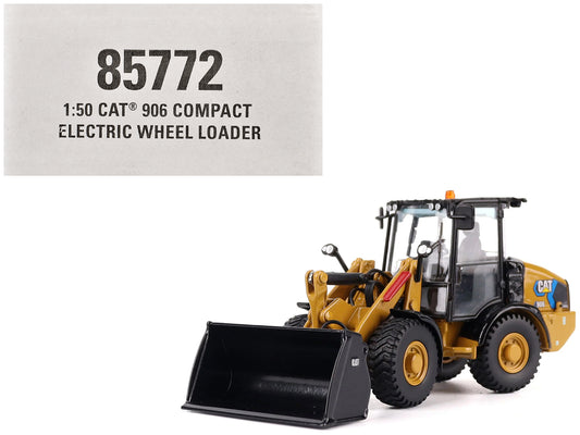 CAT Caterpillar 906 Electric Compact Wheel Loader Yellow with Operator "High Line Series" 1/50 Diecast Model by Diecast Masters