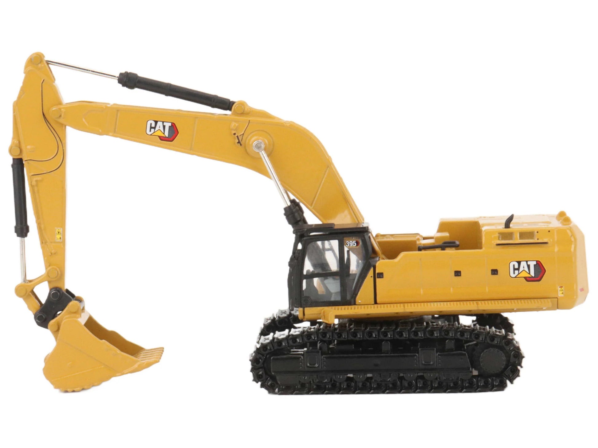 CAT Caterpillar 395 Next-Generation Hydraulic Excavator (Mass Excavator Version) Yellow with Additional Tools "High Line Series" 1/87 (HO) Diecast Model by Diecast Masters-DiecastModeler.com