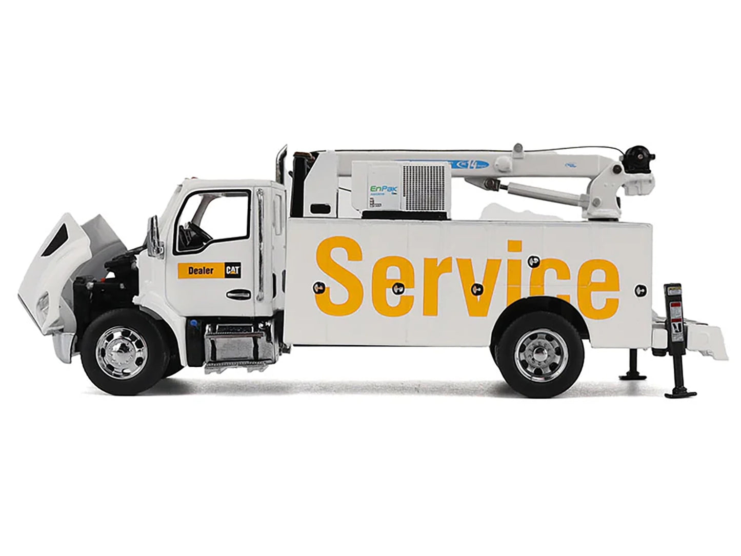 Kenworth T380 Auto-Crane Titan 85 Truck with Miller EnPak White "Transport Series" 1/50 Diecast Model by Diecast Masters-DiecastModeler.com