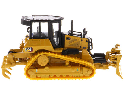 CAT Caterpillar D5 Track-Type Dozer Yellow with Fine Grading Undercarriage and Foldable Blade "High Line Series" 1/87 (HO) Scale Diecast Model by Diecast Masters-DiecastModeler.com