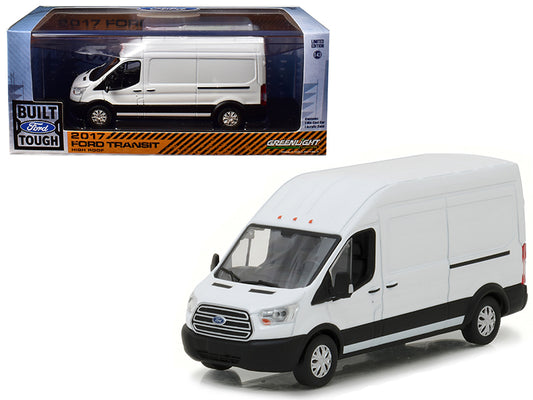 2017 Ford Transit LWB High Roof Van Oxford White 1/43 Diecast Model Car by Greenlight-DiecastModeler.com
