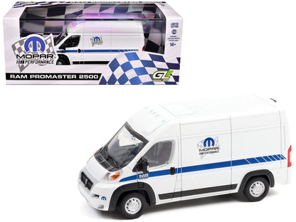 2018 RAM ProMaster 2500 Cargo High Roof Van "MOPAR Performance" White with Blue Stripes 1/43 Diecast Model Car by Greenlight-DiecastModeler.com