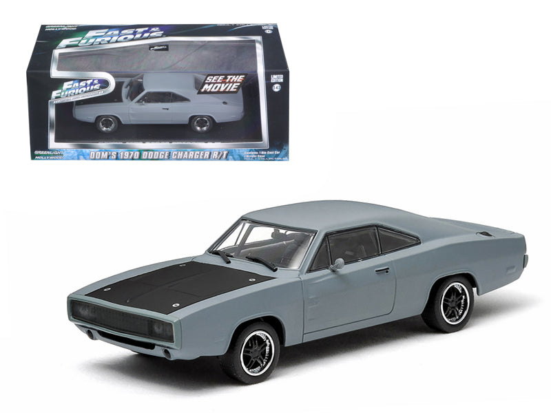 Dom's 1970 Dodge Charger R/T Primered Grey "Fast and Furious" Movie (2009) 1/43 Diecast Car Model by Greenlight-DiecastModeler.com