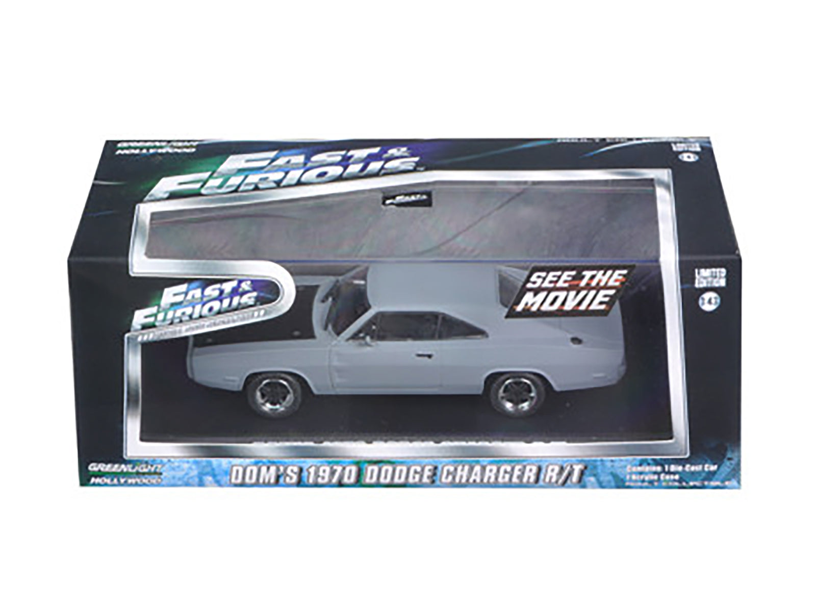 Dom's 1970 Dodge Charger R/T Primered Grey "Fast and Furious" Movie (2009) 1/43 Diecast Car Model by Greenlight-DiecastModeler.com