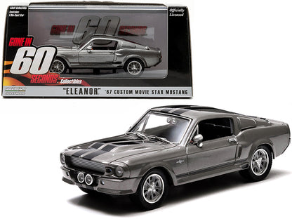1967 Ford Mustang Custom "Eleanor" Gray Metallic with Black Stripes "Gone in 60 Seconds" (2000) Movie 1/43 Diecast Model Car by Greenlight