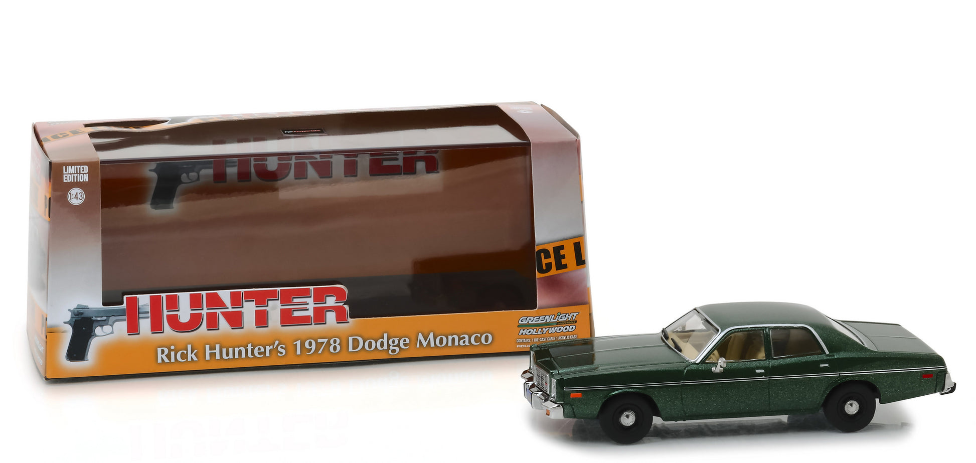 1978 Dodge Monaco (Rick Hunter's) Green "Hunter" (1984-1991) TV Series 1/43 Diecast Model Car by Greenlight-DiecastModeler.com