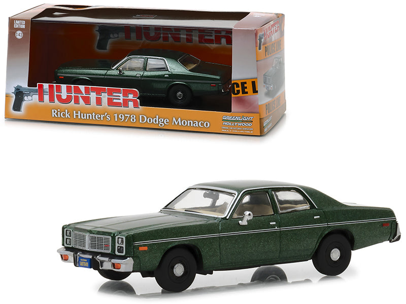 1978 Dodge Monaco (Rick Hunter's) Green "Hunter" (1984-1991) TV Series 1/43 Diecast Model Car by Greenlight-DiecastModeler.com