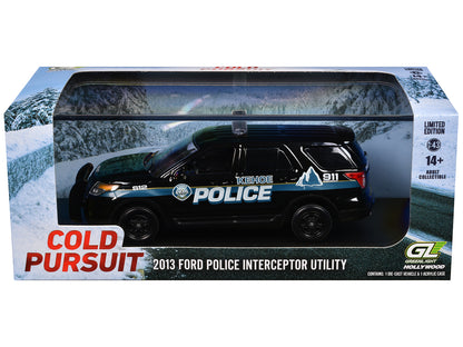 2013 Ford Police Interceptor Utility "Kehoe Police Department Kehoe Colorado" Black with White Stripes "Cold Pursuit" (2019) Movie 1/43 Diecast Model Car by Greenlight-DiecastModeler.com