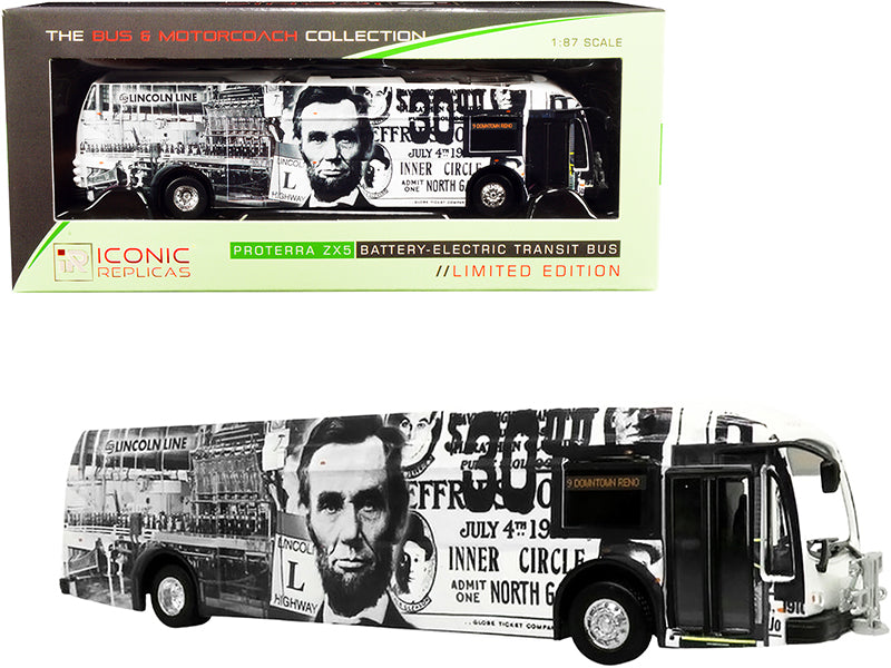 Proterra ZX5 Battery-Electric Transit Bus #9 "Downtown Reno" "Lincoln Line" (Nevada) "The Bus & Motorcoach Collection" 1/87 (HO) Diecast Model by Iconic Replicas-DiecastModeler.com