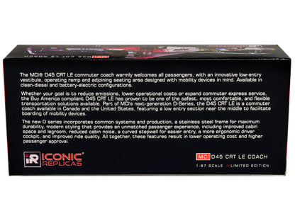 MCI D45 CRT LE Coach Bus "Valley Metro" Destination: "50 Camelback RD" "The Bus & Motorcoach Collection" 1/87 Diecast Model by Iconic Replicas