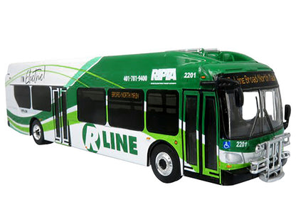 New Flyer Xcelsior Charge NG Electric Transit Bus RIPTA (Rhode Island Public Transit Authority) "R Line Broad/North Main" "The Bus & Motorcoach Collection" 1/87 Diecast Model by Iconic Replicas
