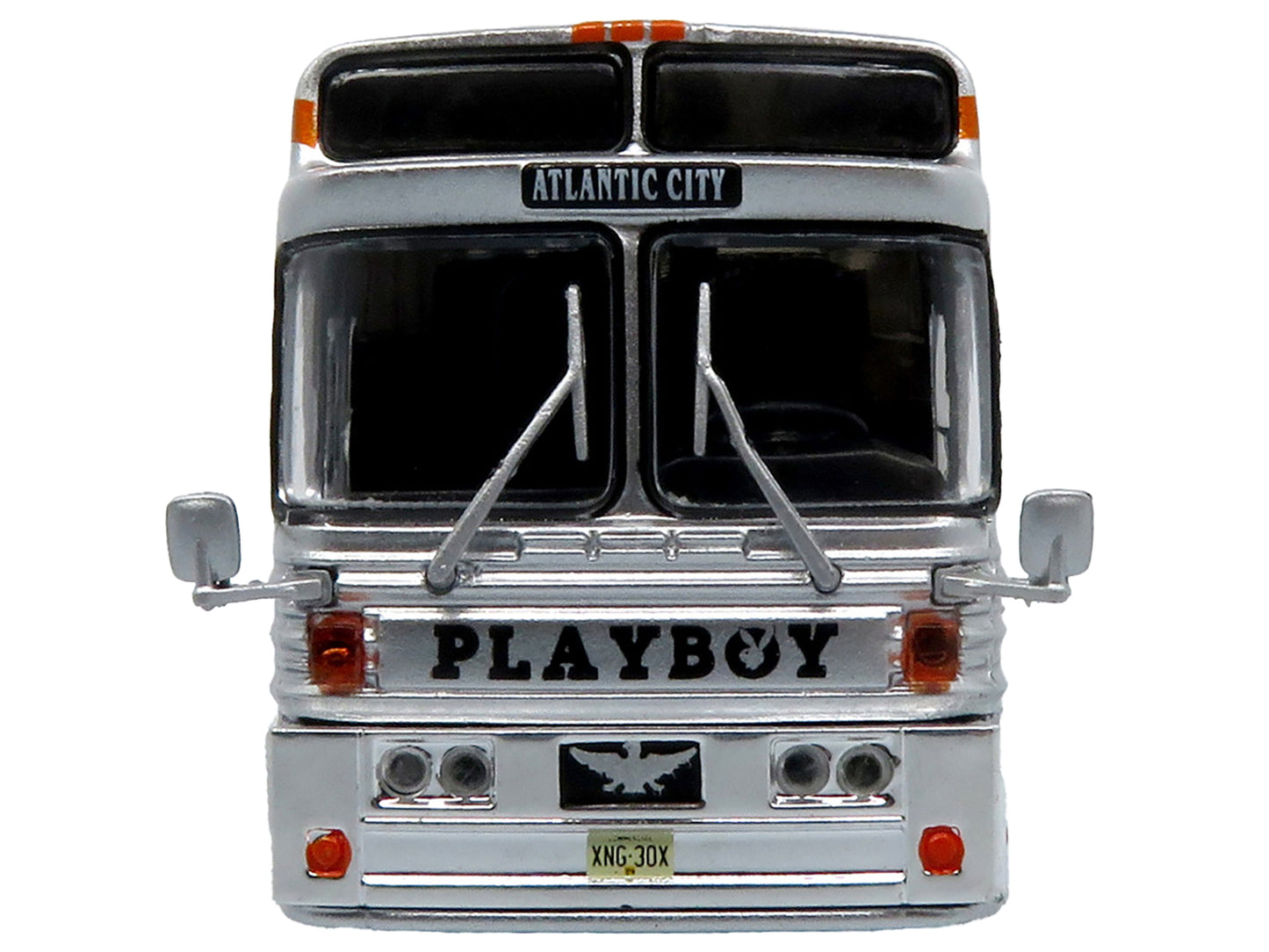 1969 Eagle Model 05 Coach Bus "The Playboy Hotel & Casino" Silver and Black Limited Edition to 504 pieces Worldwide 1/87 (HO) Diecast Model by Iconic Replicas