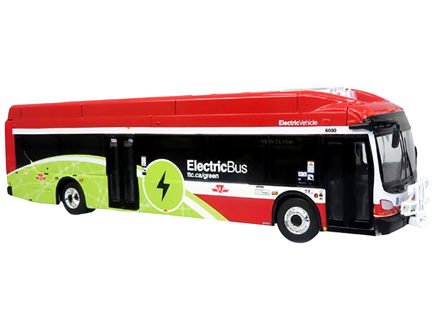 New Flyer Xcelsior Charge NG Electric Transit Bus "TTC (Toronto Transit Commission)" Red and Green with White Stripes "The Bus & Motorcoach Collection" 1/87 (HO) Diecast Model by Iconic Replicas