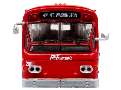 Flxible 53102 New Look Transit Bus "Pittsburgh Area Transit" Red and White "Vintage Bus & Motorcoach Collection" Limited Edition 1/87 (HO) Diecast Model by Iconic Replicas