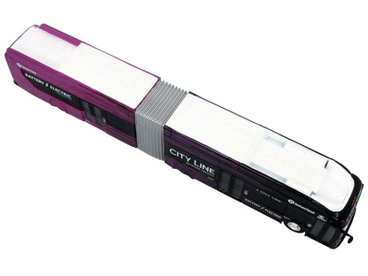 New Flyer Xcelsior XE60 Articulated Transit Bus "Spokane Transit City Line" Black and Purple "The Bus & Motorcoach Collection" Limited Edition 1/87 (HO) Diecast Model by Iconic Replicas