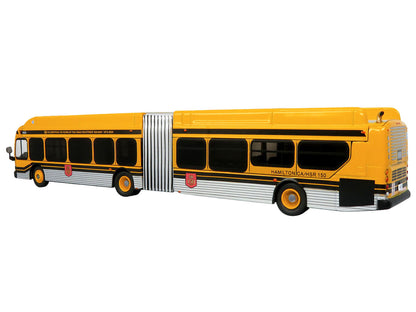 New Flyer Xcelsior XE60 Articulated Transit Bus "Hamilton Street Railway - 150th Anniversary" Yellow with Black Stripes "The Bus & Motorcoach Collection" Limited Edition 1/87 (HO) Diecast Model by Iconic Replicas